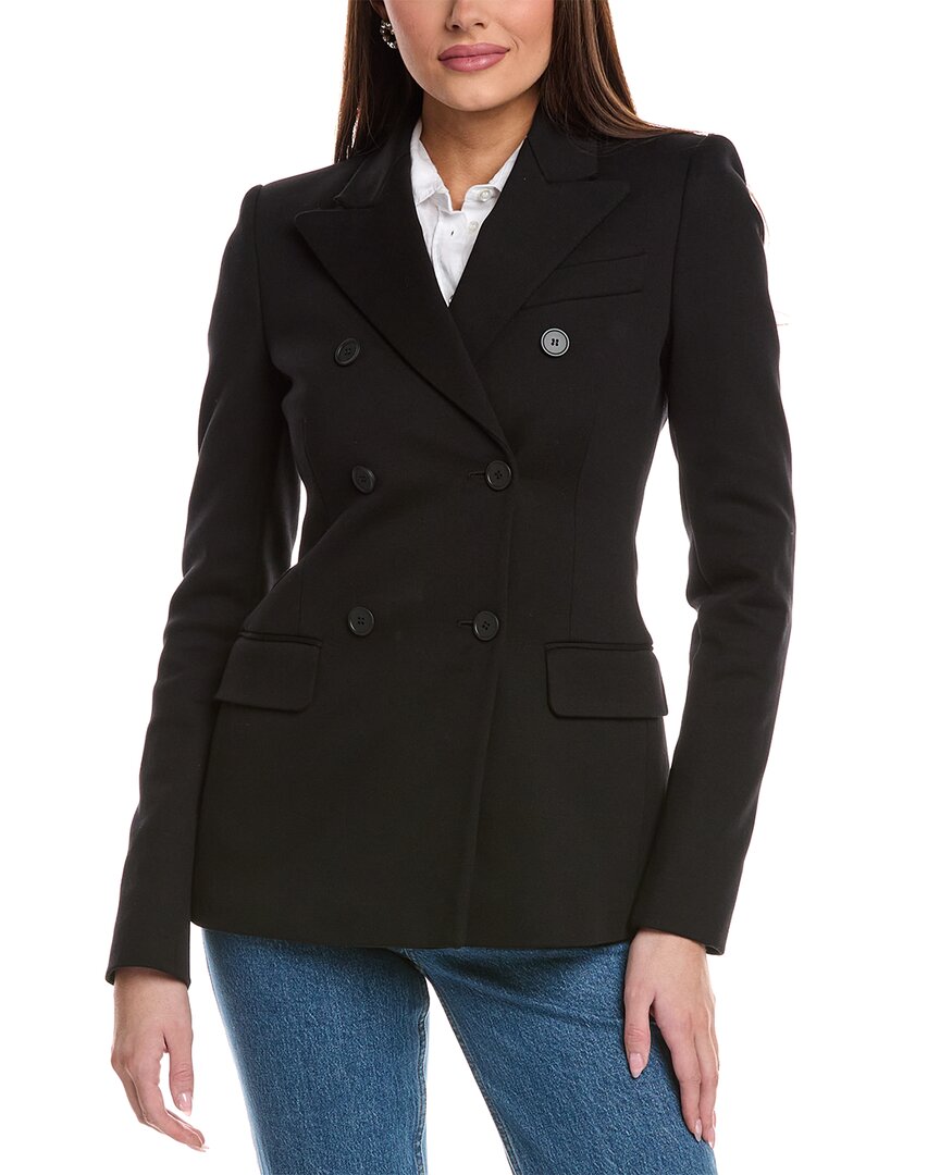 Sportmax Black Slim Double-breasted Jacket Wth Rhinestone Detail In Stretch Polyamide Woman In Black