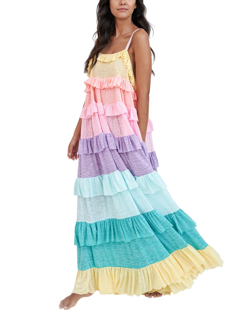 Pitusa Rainbow Ruffle Tiered Maxi Dress In Multi ModeSens