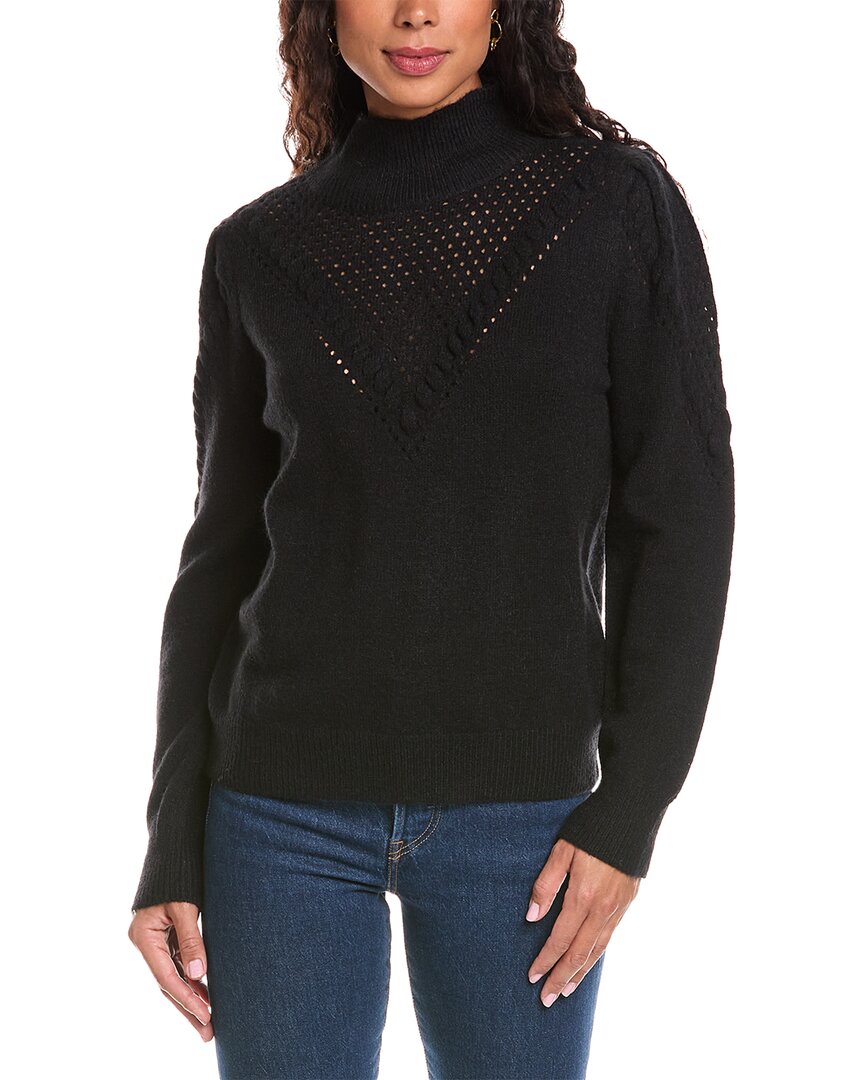 Shop Anna Kay Pointelle Wool-blend Sweater In Black