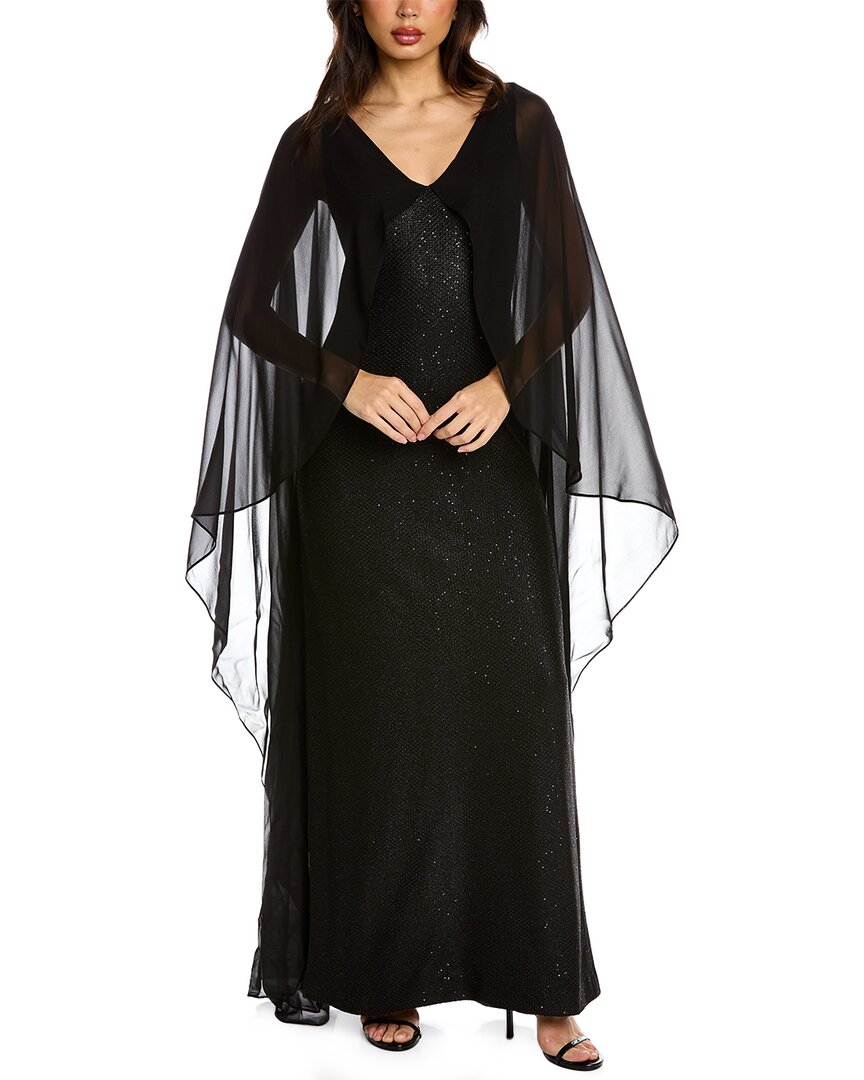 St John Sculpted Wool-blend Gown In Black