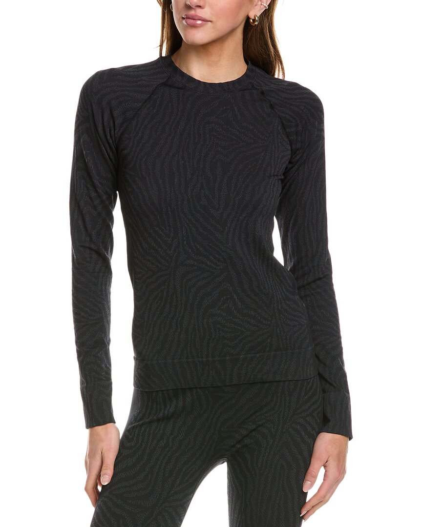 Sweaty Betty Black Leopard Jacquard Base Layer Top In Black