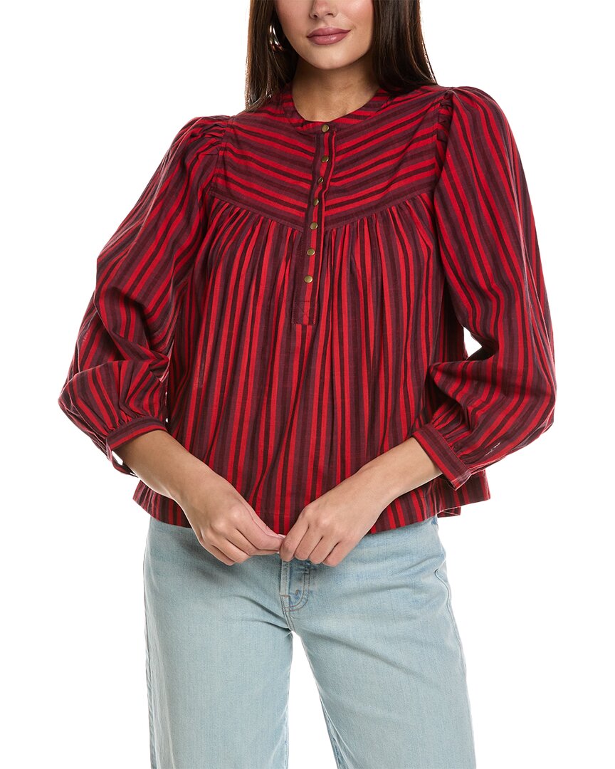 Shop Mother Denim The Toss Up Shirt In Red