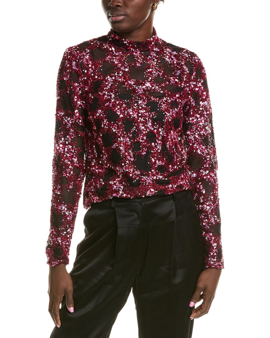 Bcbgmaxazria Sequin Turtleneck Pullover In Red