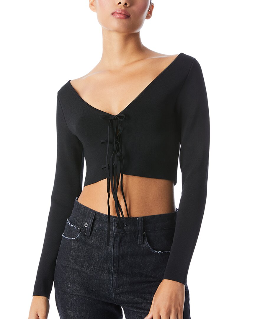 Shop Alice And Olivia Alice + Olivia Sharee 2-way Cropped Pullover In Black