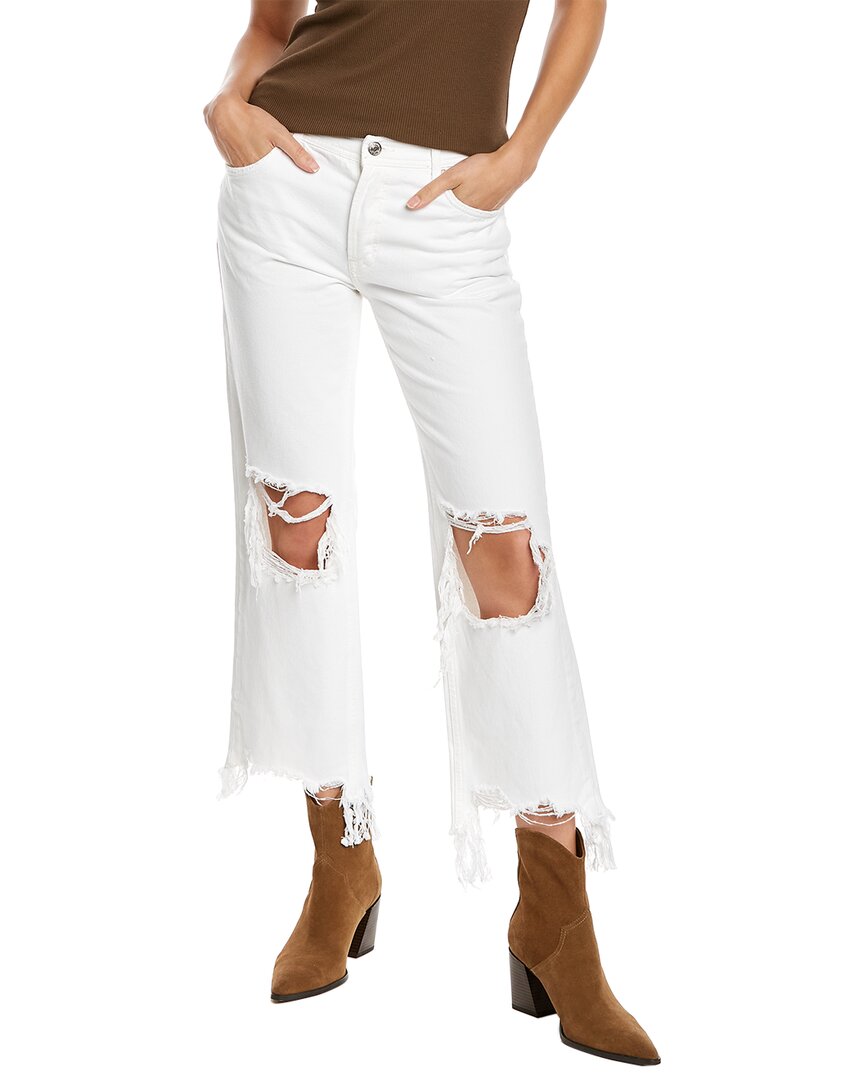 Free People Maggie Optic White Mid-rise Straight Jean In White
