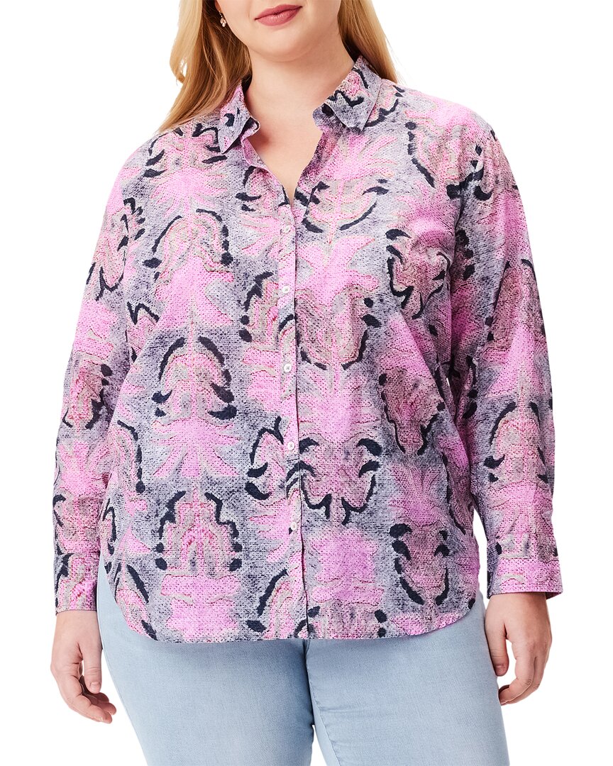 Nic + Zoe Petal Patch Relaxed Cotton Button-up Shirt