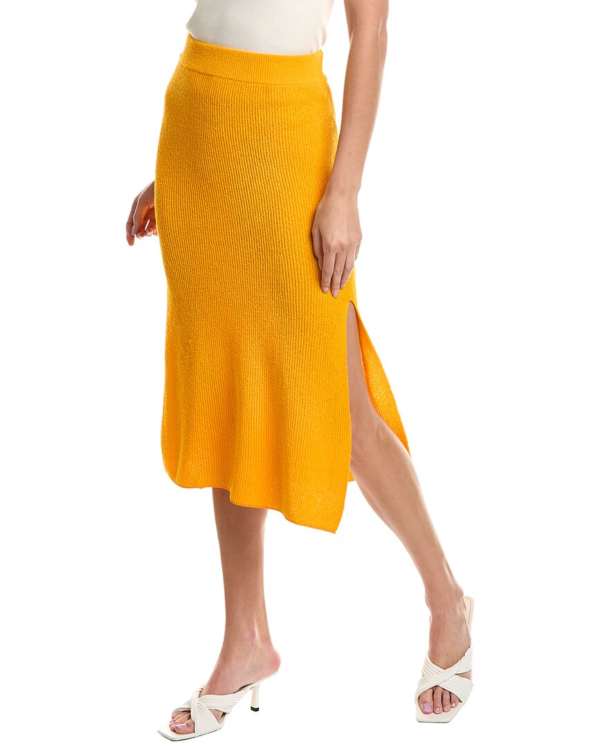 Rag & Bone Soleil Ribbed Cotton-blend Knitted Midi Skirt In Yellow