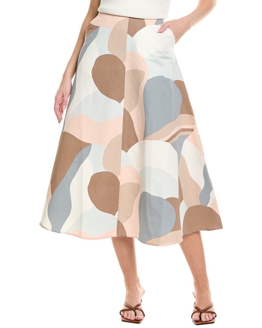 Marimekko Laita Kamelia Linen-blend Midi Skirt In Blue