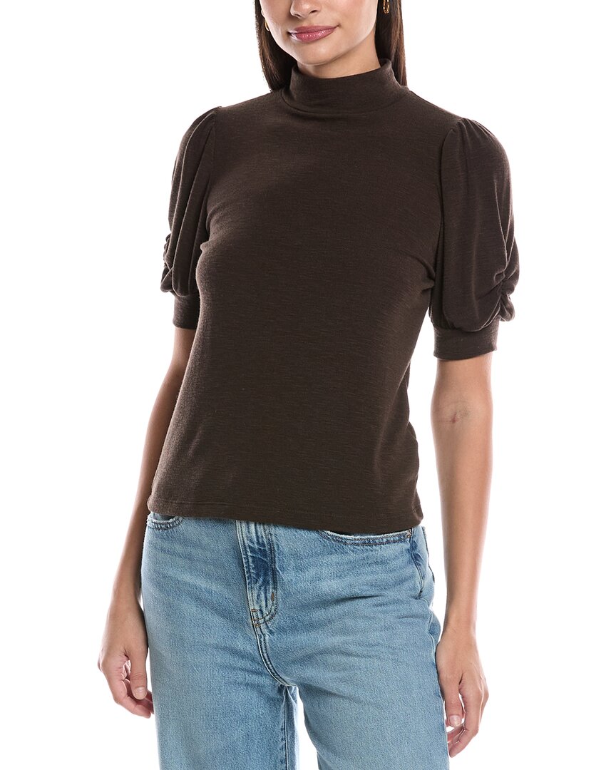 Michael Stars Mallory Gathered Sleeve Top In Brown