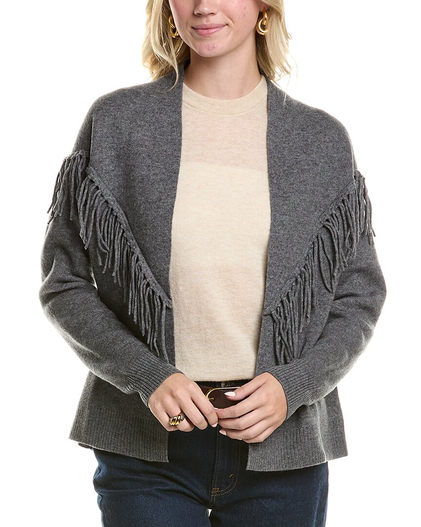 Meir Women's Wool Blend Fringe Cardigan In Grey