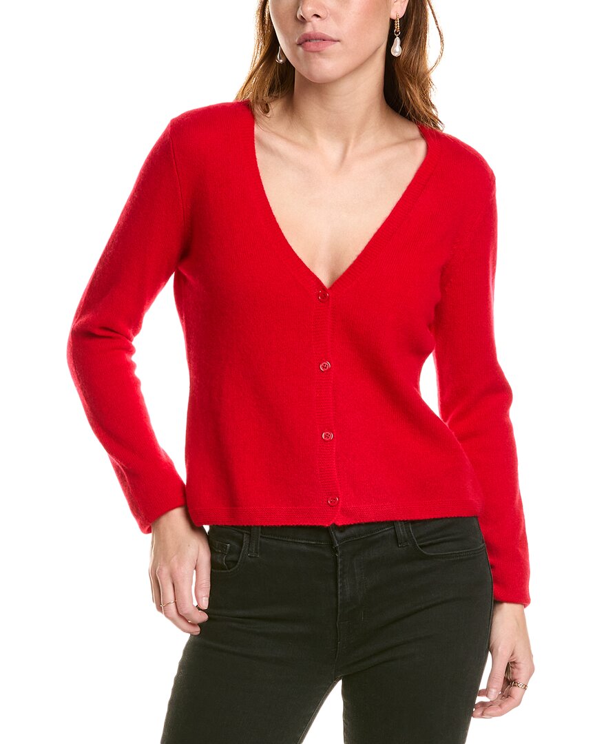 Sofiacashmere Modern V-neck Cashmere Cardigan In 600red