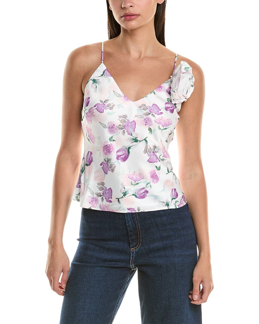 Bardot 3d Floral Accent Wisteria Print Camisole In White