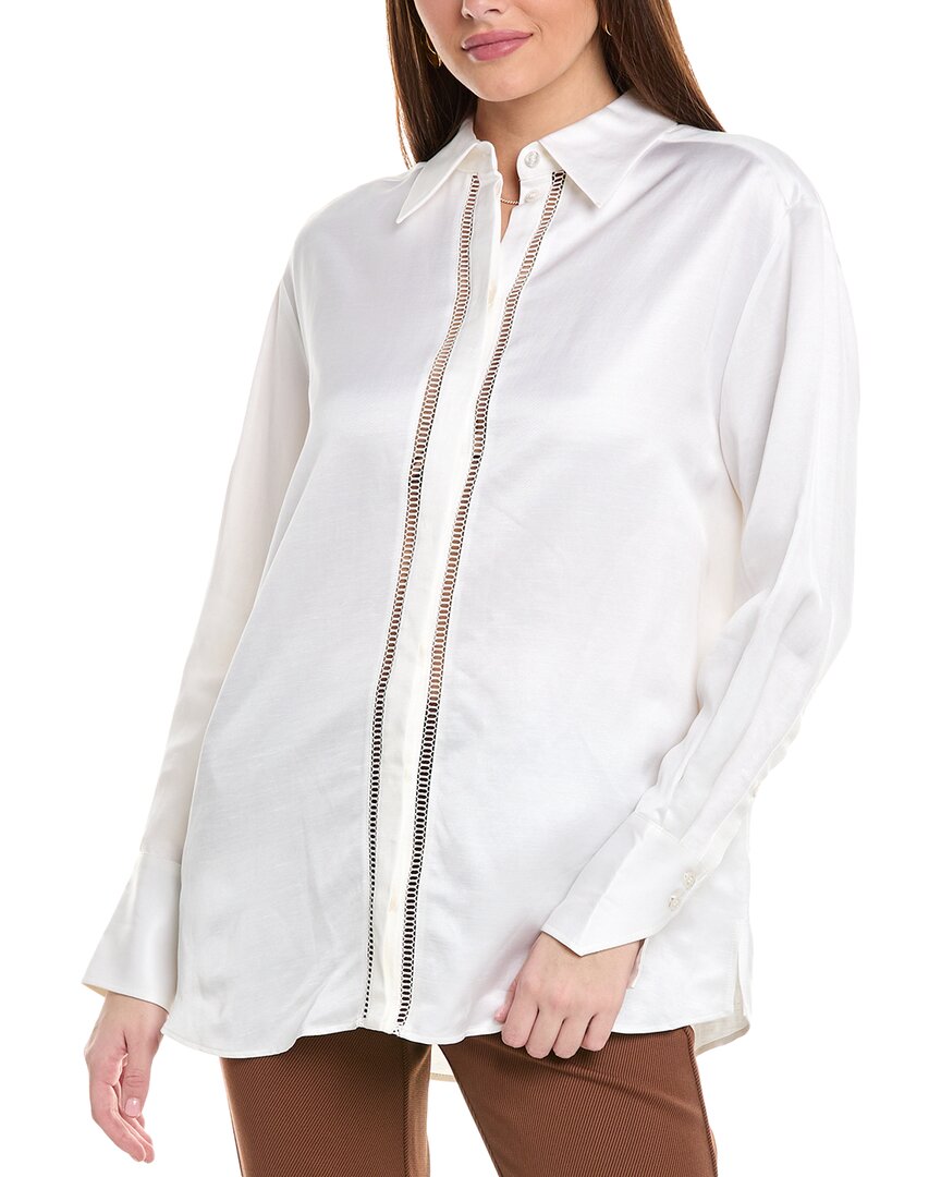 Hugo Boss Beina Linen-blend Blouse In White