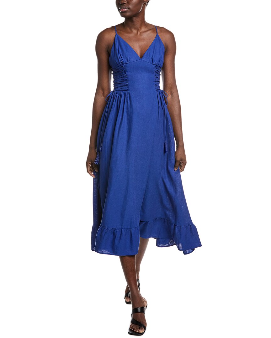 knee length dresses for ladies Blue Long Sleeve Midi Dress – FARM Rio main image 1
