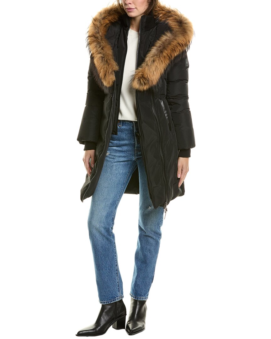 Mackage Adali Hooded Leather-trim Jacket