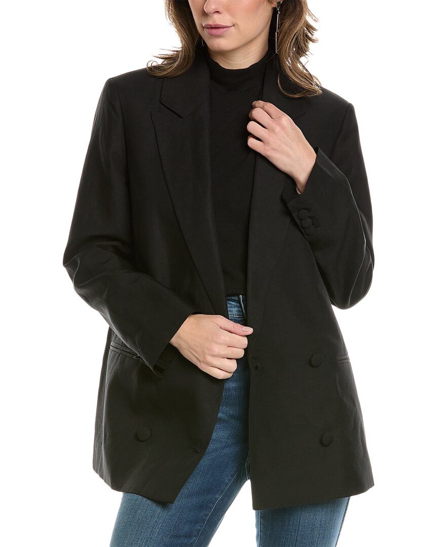 Shop Allsaints Petra Linen-blend Blazer In Black