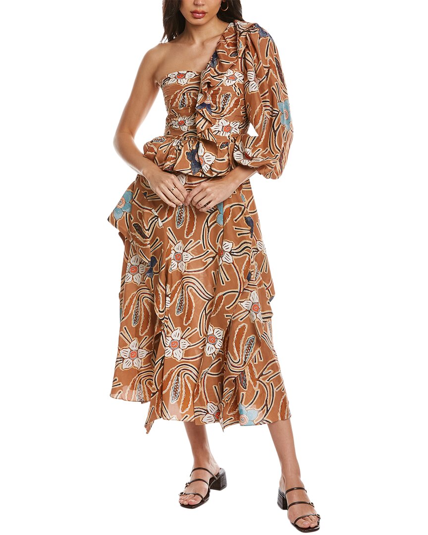 Shop Ulla Johnson One-shoulder Silk Midi Dress