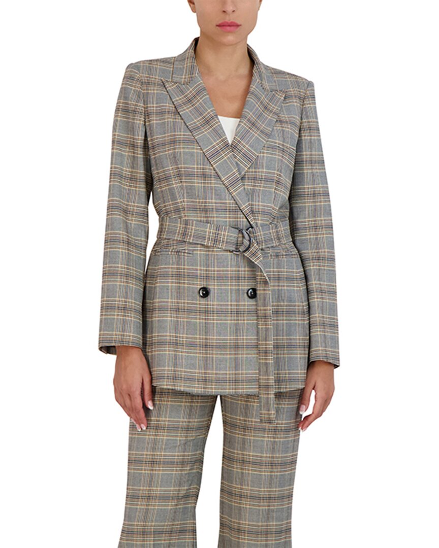 Shop Bcbgmaxazria Plaid Double-breasted Belted Blazer