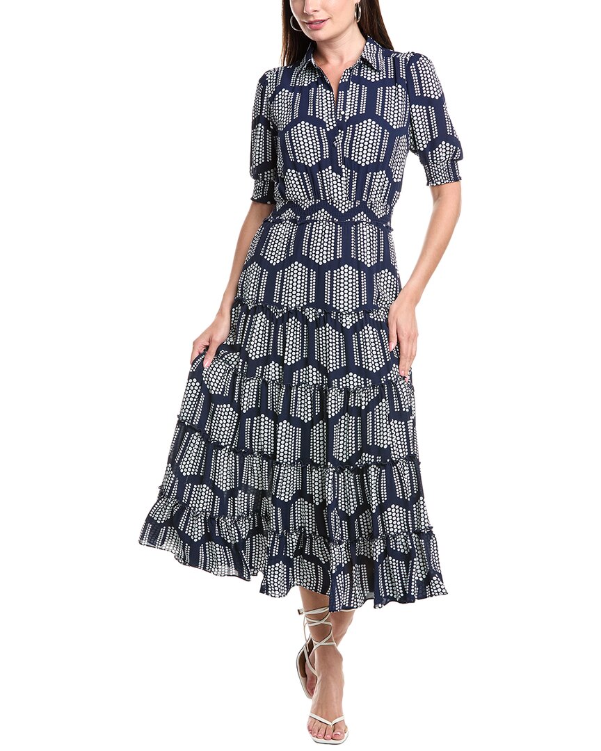 T Tahari Printed Tiered Midi Dress