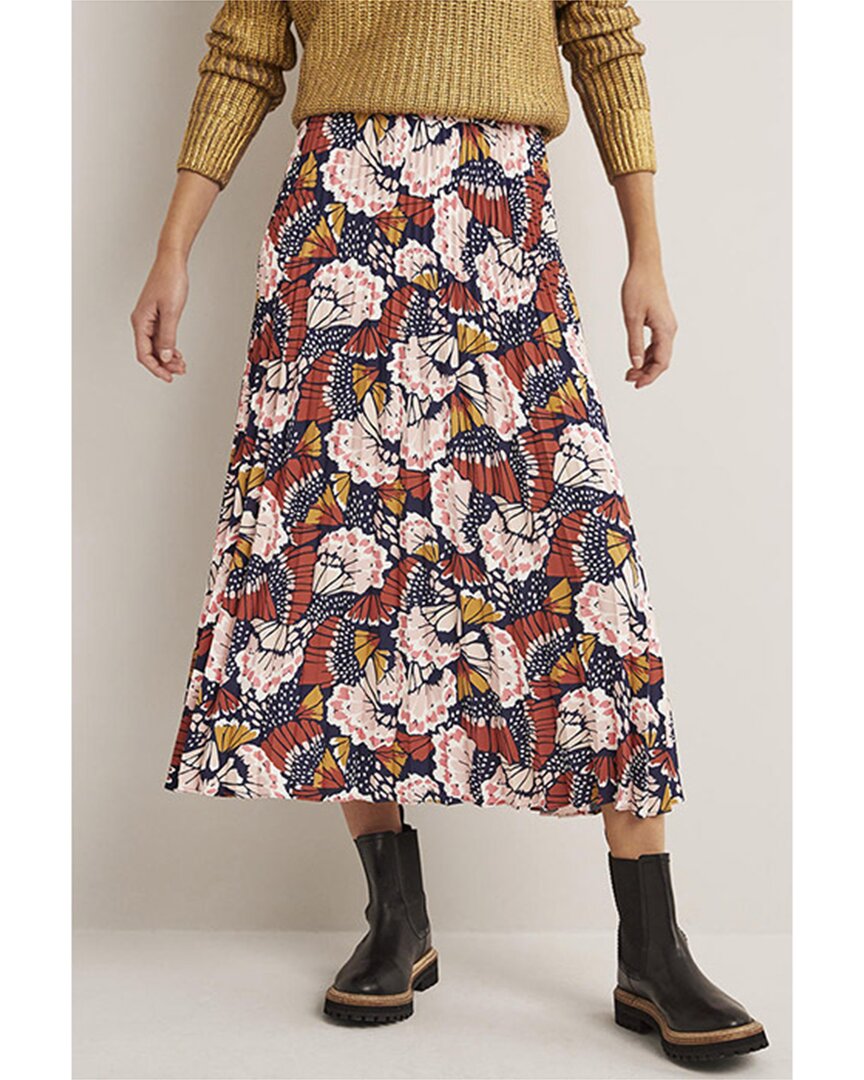 Shop Boden Pleated Crepe Midi Skirt