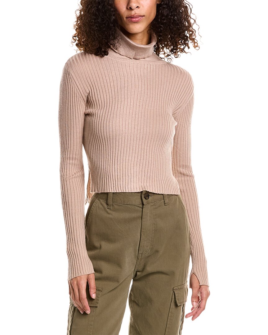 Dress Forum Cropped Wool-blend Turtleneck Sweater In Brown