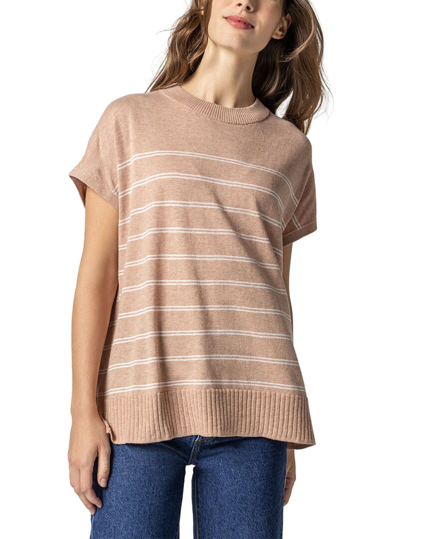 Shop Lilla P Striped Poncho Linen-blend Sweater