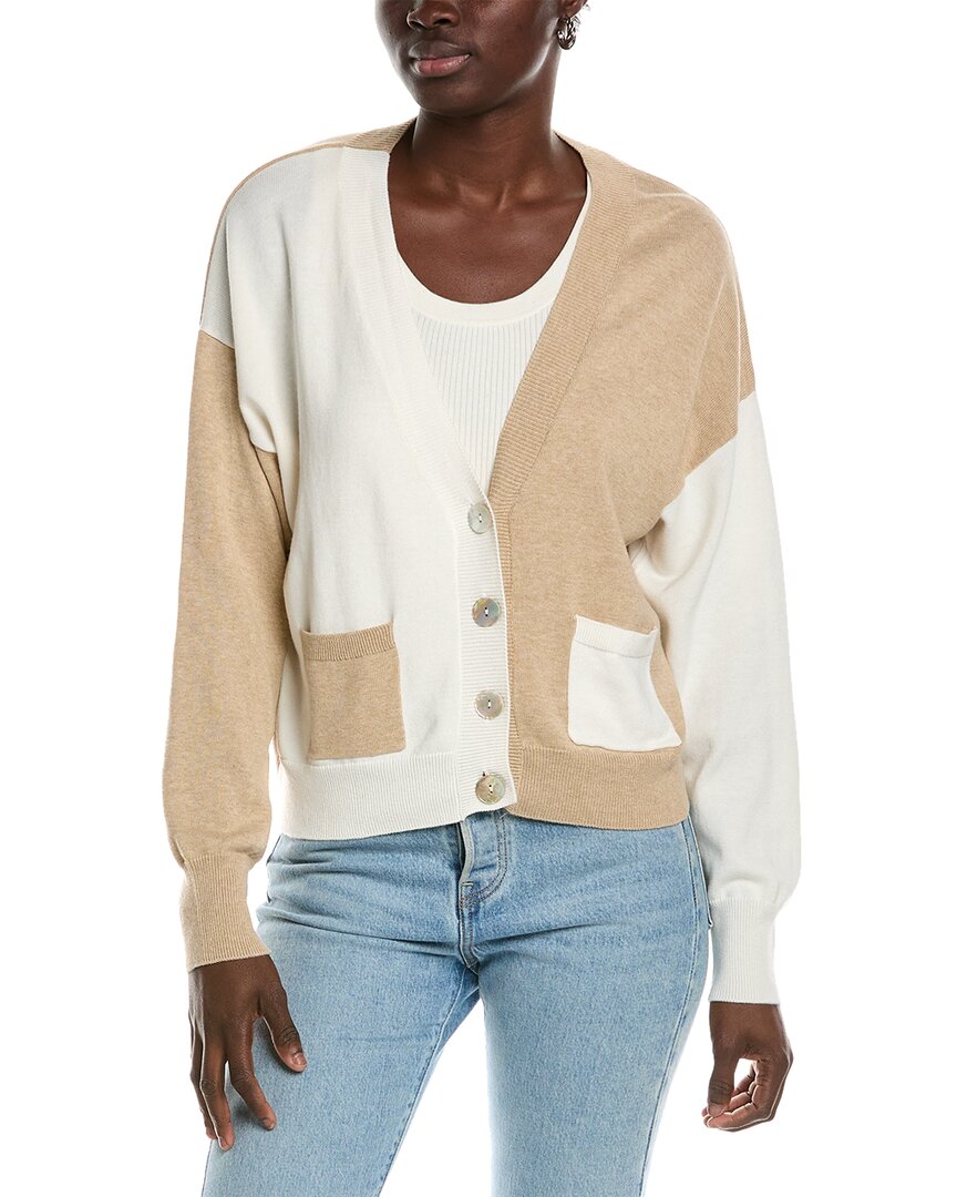 Wispr Half & Half Silk-blend Cardigan In White