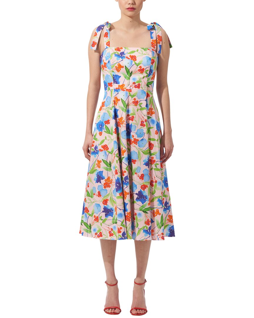 CAROLINA HERRERA CAROLINA HERRERA BOW STRAP SQUARE NECK MIDI DRESS