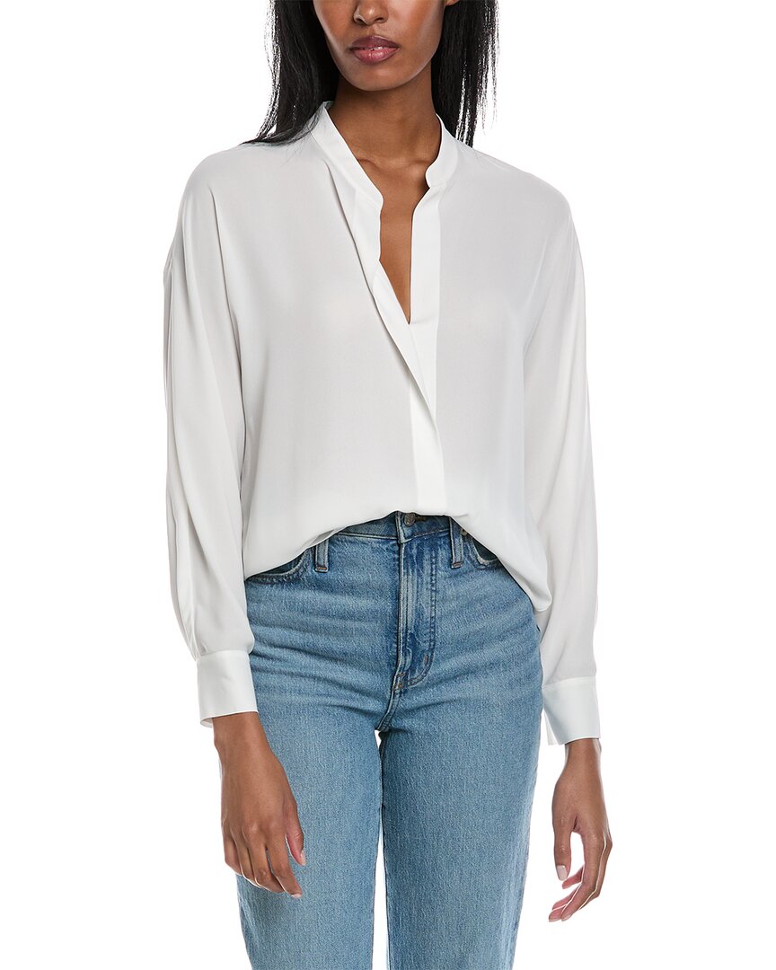 Shop Vince Semi Sheer Blouse In White