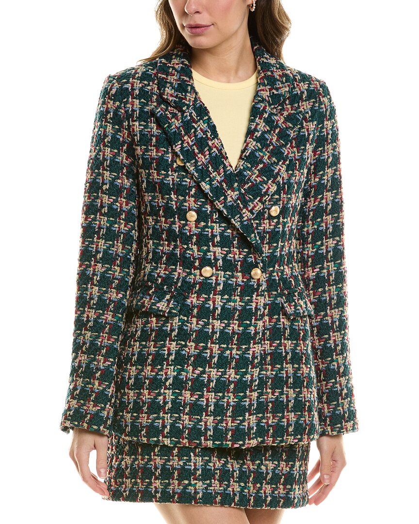 Fate Tweed Blazer In Green