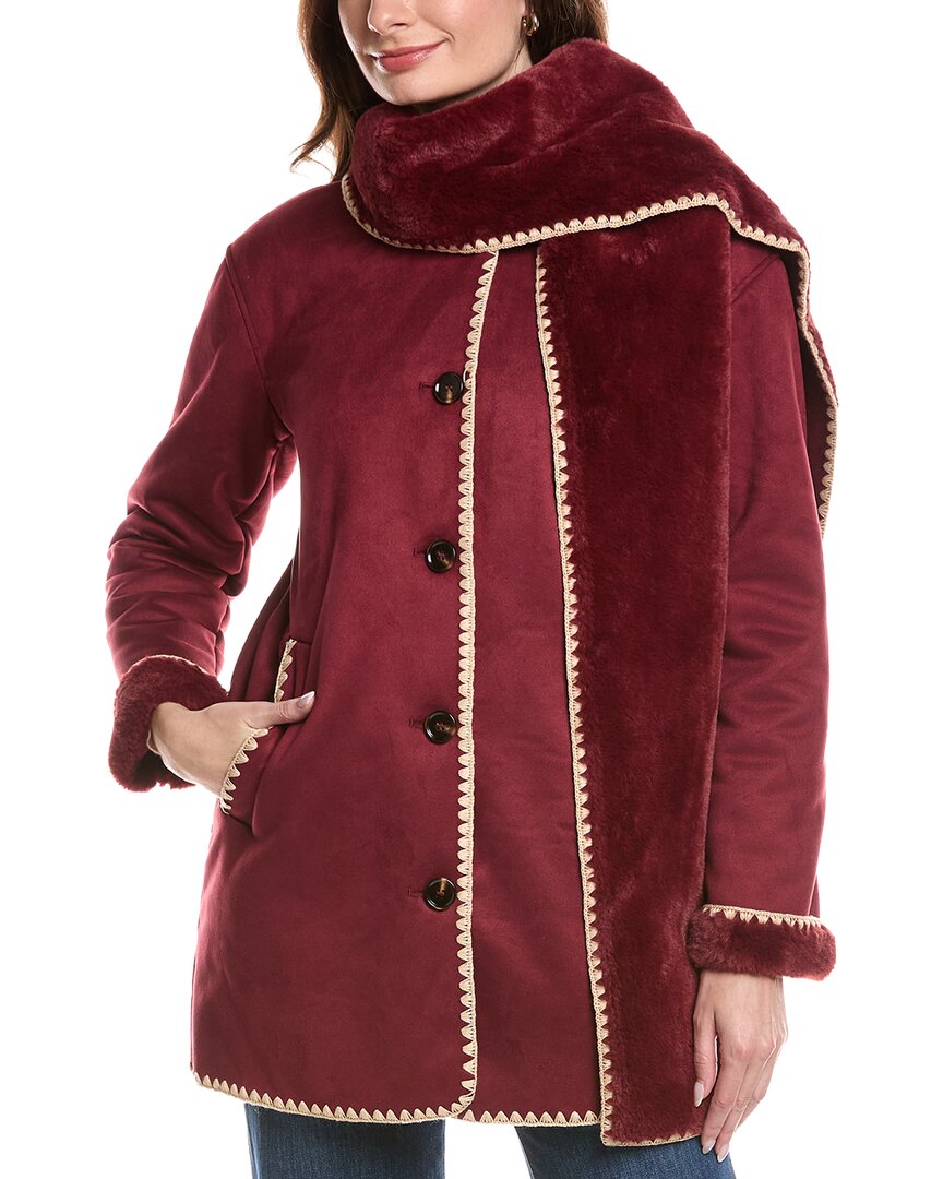 Ellen Tracy Blanket Stitch Jacket In Red