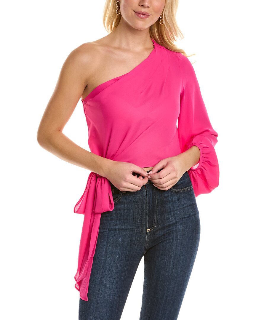 Shop Krisa One-shoulder Tie Top In Pink