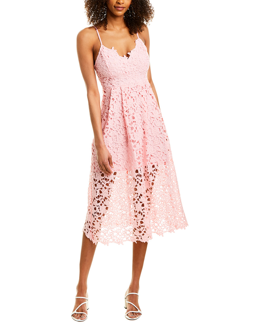 pink lace dress midi