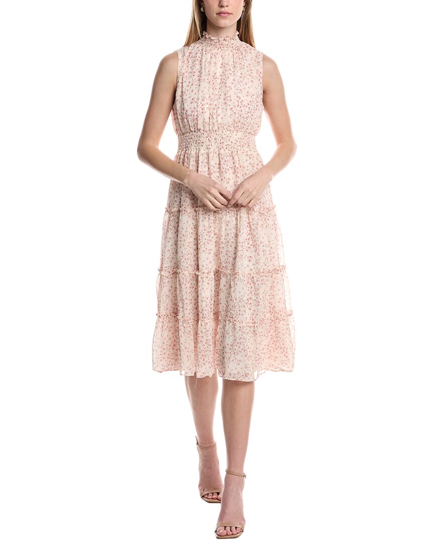 Seraphina Tiered Midi Dress In Beige