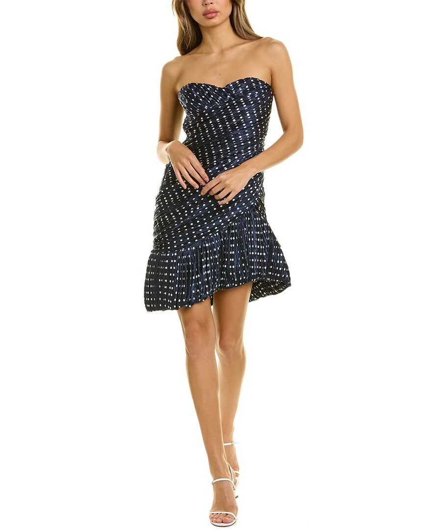 Tory Burch Strapless Pleated Polka-dot Silk-satin Jacquard Mini Dress
