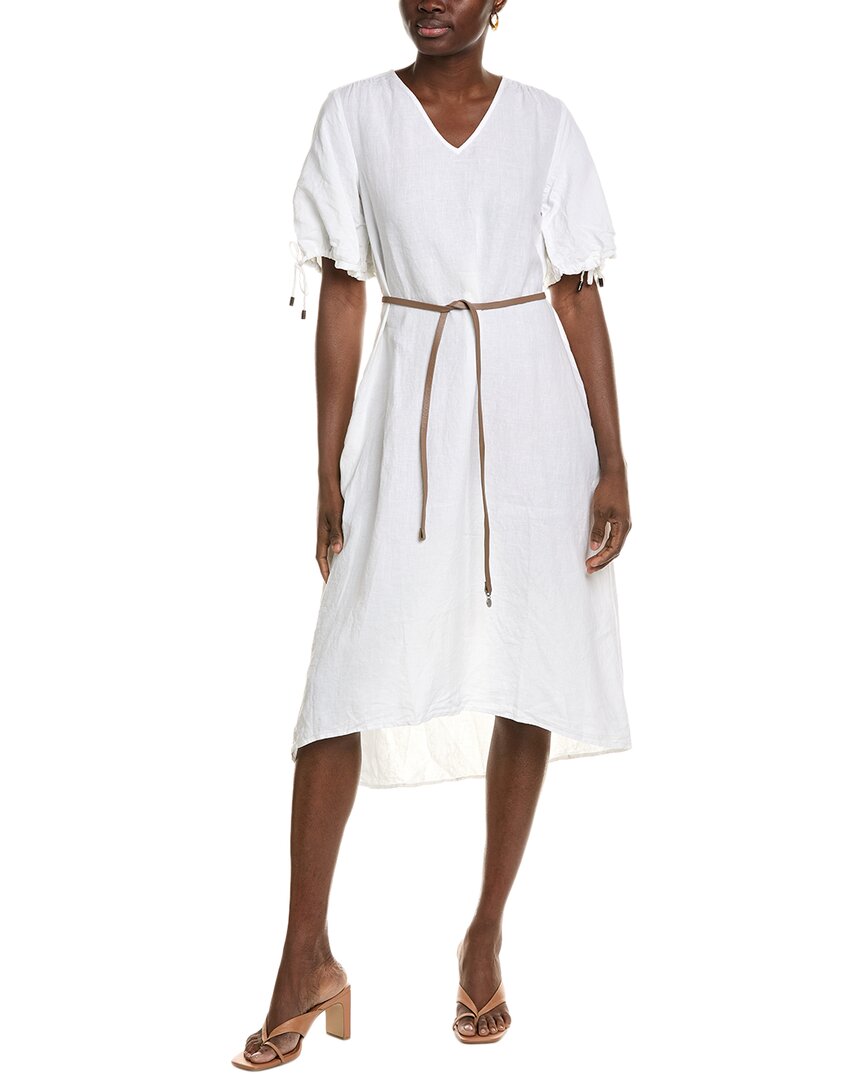 Shop Peserico Linen Maxi Dress In White