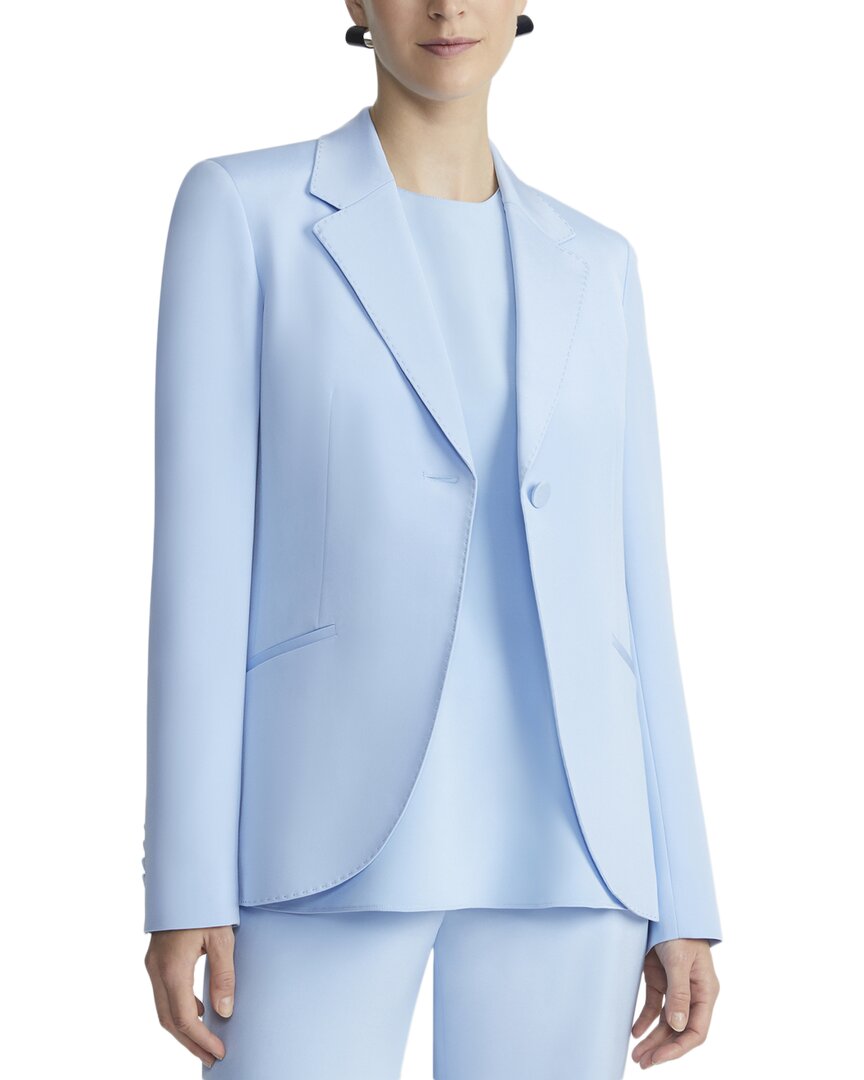 Lafayette 148 New York Fae Cutaway Silk-blend Blazer In Blue
