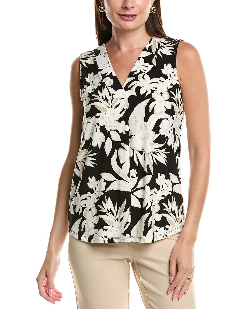 Anne Klein Floral Print Pleat Front Shell