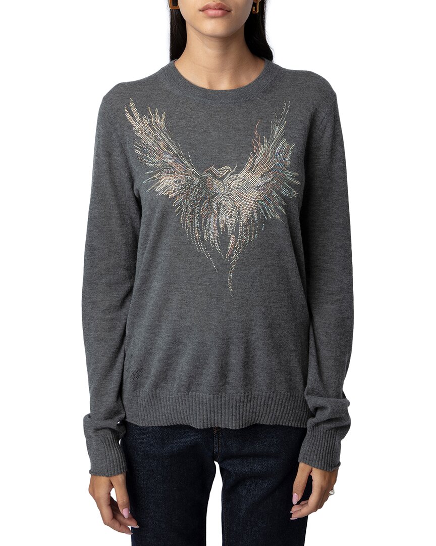 Zadig & Voltaire Miss Crystal Eagle Graphic Cashmere Sweater