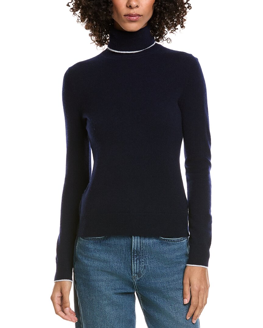 Incashmere Jersey Tipped Cashmere Sweater In Blue