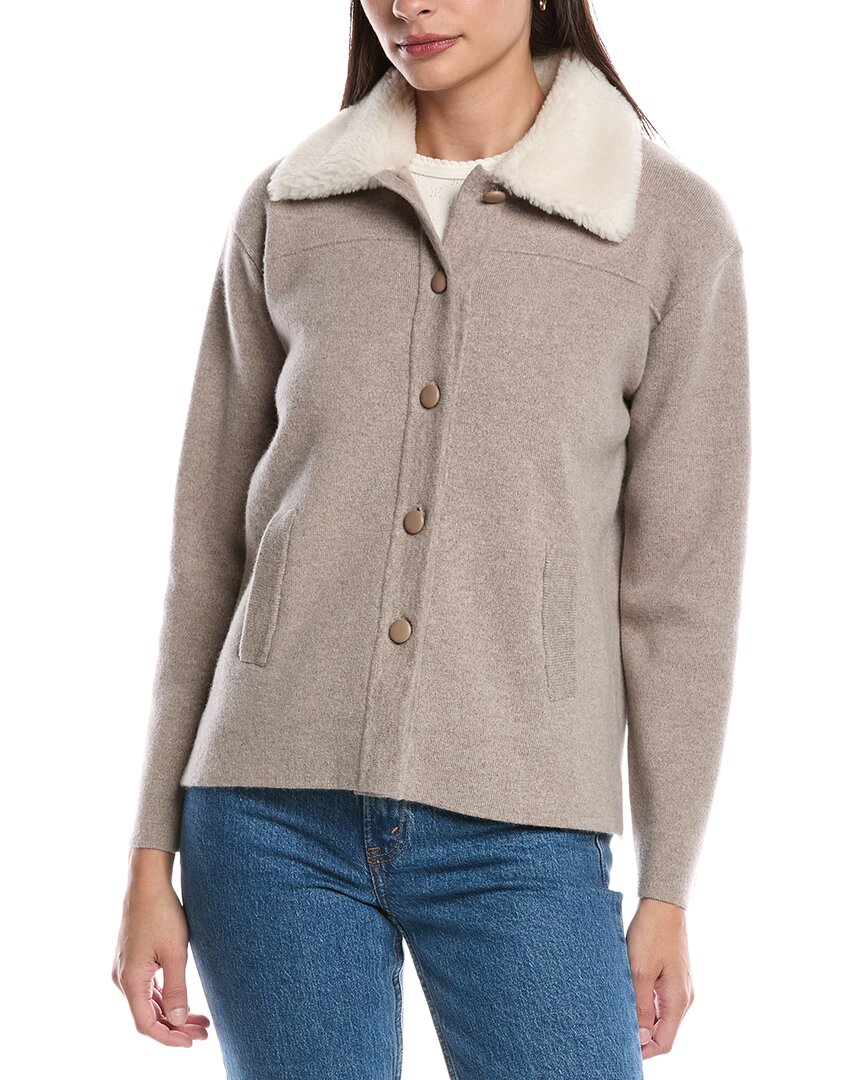 Alashan Cashmere Zella Sherpa Collar Wool Jacket In Brown