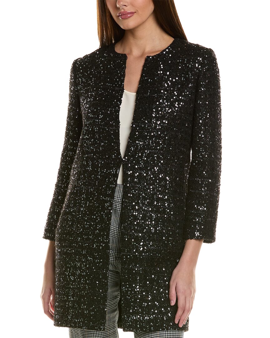 St John St. John Sequin Wool-blend Jacket In Black
