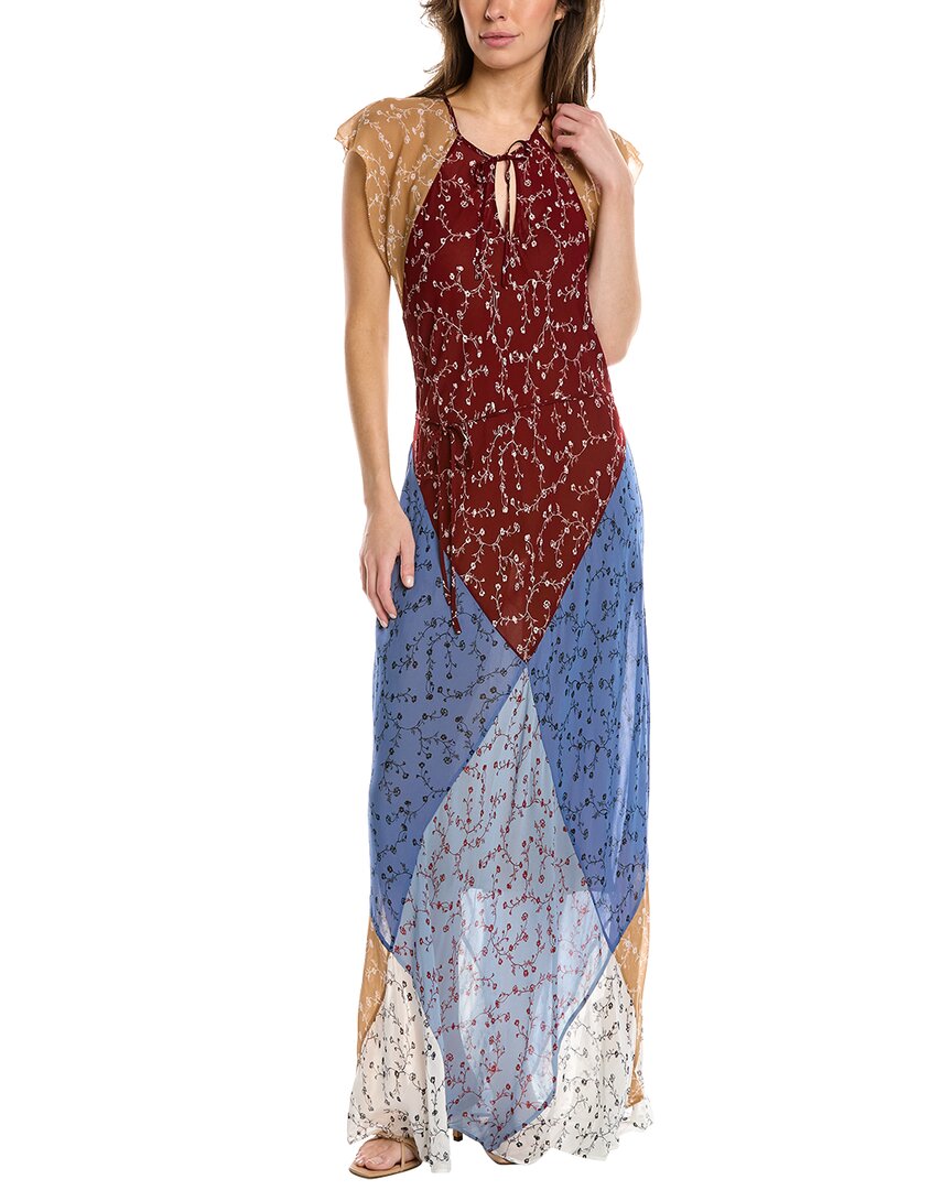 Rag & Bone Patchwork Floral-print Voile Maxi Dress In Blue