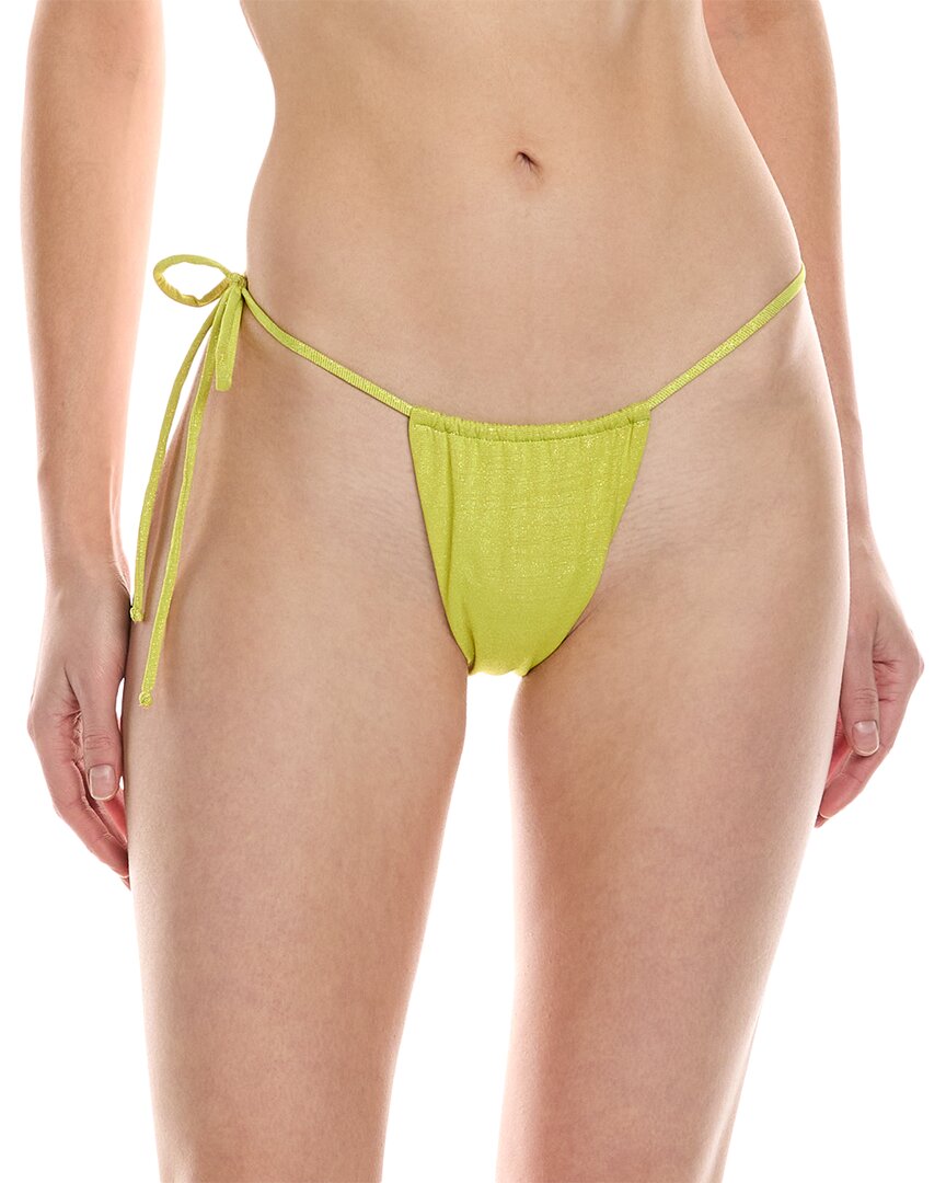 Shop Monica Hansen Beachwear Lurex Side Tie String Bikini Bottom In Yellow