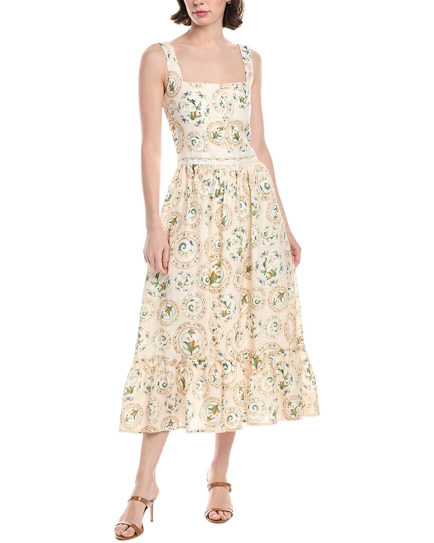 Agua By Agua Bendita Menaje Linen Maxi Dress In White