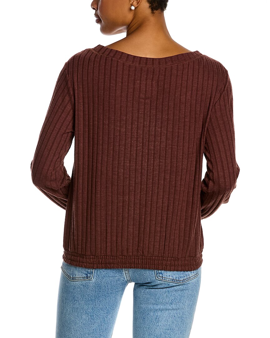 Chaser Rib Shirring Pullover In Brown | ModeSens