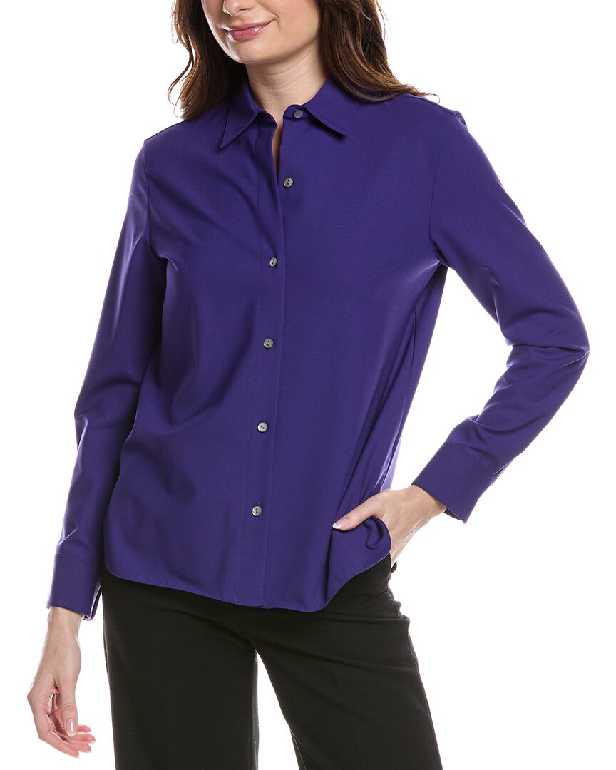 Theory New Straight Wool-blend Shirt In Blue