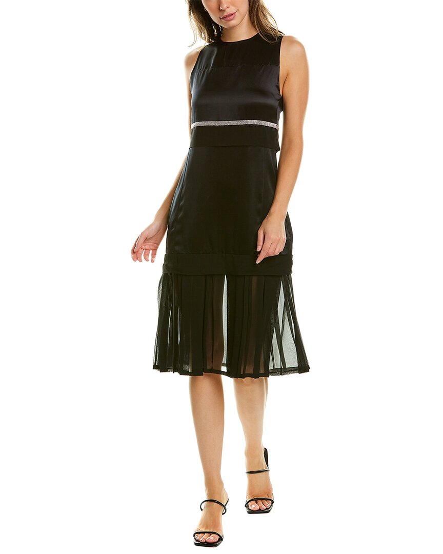3.1 Phillip Lim Mixed Media Silk Midi Dress In Black