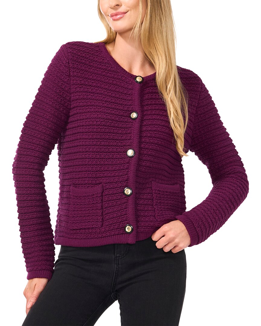 Cece Women's Textured Knit Patch Pocket Cardigan