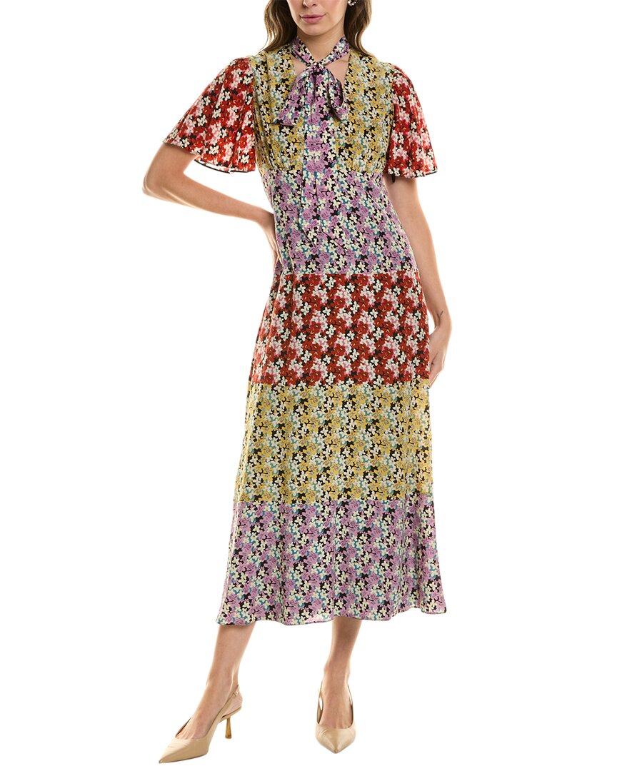 Valentino Floral-print Silk Crepe De Chine Midi Dress In Black